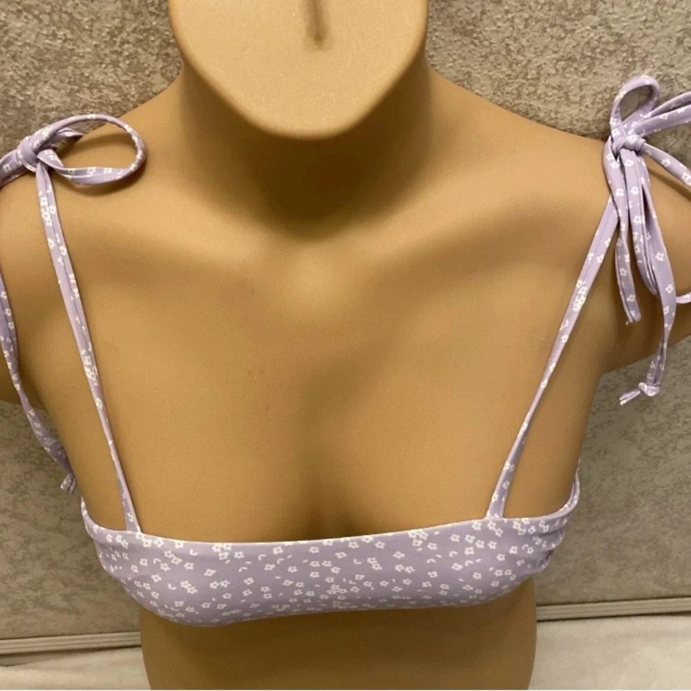 SHEIN Lavender Floral Tie-Strap Top